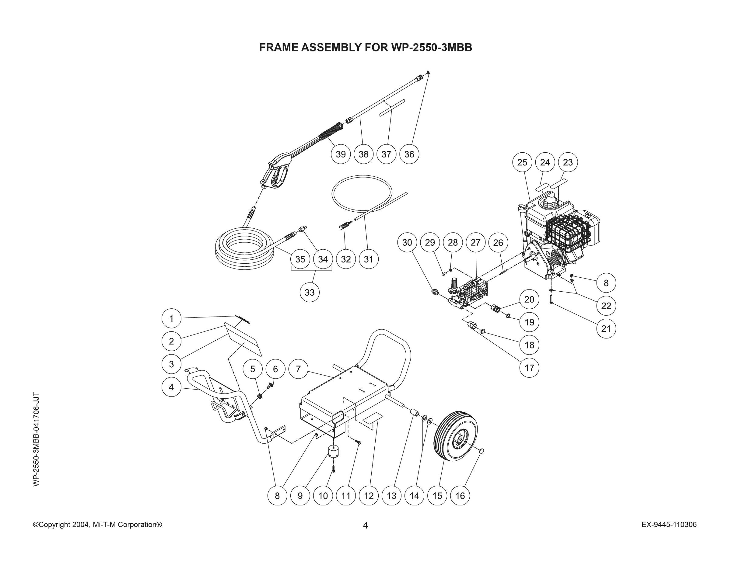 WP-2550-3MBB Parts, pump, repair kit, breakdown & owners manual.